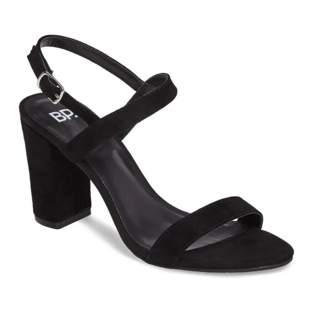 BP. Lula Block Heel Slingback Sandals in Black
